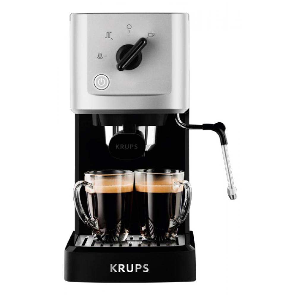 Рожковая кофеварка Krups Calvi XP344010, цвет черный/металлик - фото 1